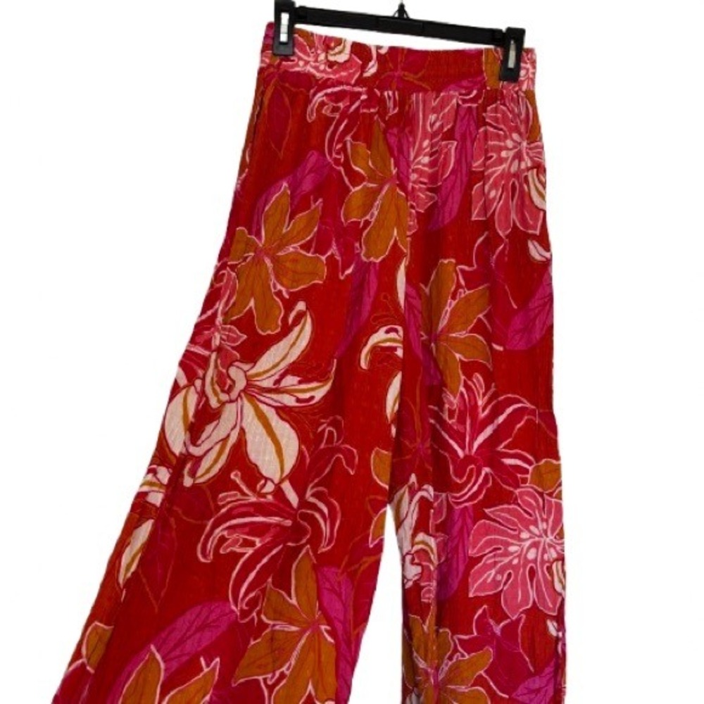 RACHEL Rachel Roy Women's Pants Medium Red and Pink Floral Wide Leg